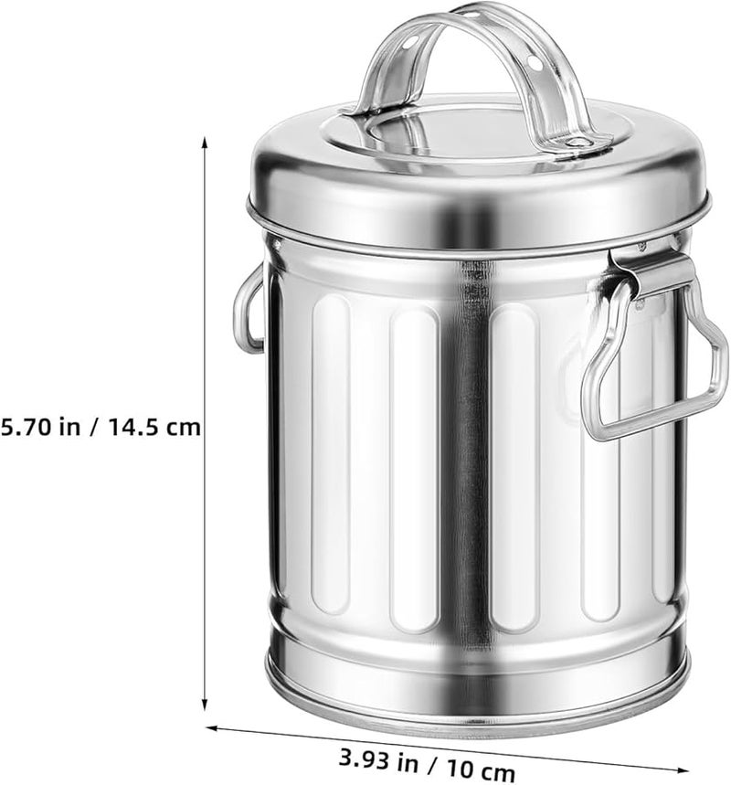 Galvanized Iron Bucket Ashtray with Lid Small Metal Trash Can for Desktop Office Home - Image 2